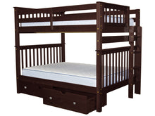 Load image into Gallery viewer, Bunk Beds Full over Full End Ladder Cappuccino + Drawers
