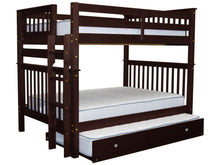 Load image into Gallery viewer, Bunk Beds Full over Full End Ladder Cappuccino + Trundle
