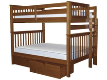 Load image into Gallery viewer, Bunk Beds Full over Full End Ladder Expresso + Drawers
