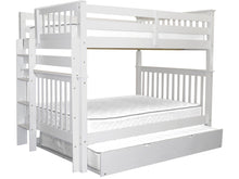 Load image into Gallery viewer, Bunk Beds Full over Full End Ladder White + Full Trundle
