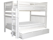 Load image into Gallery viewer, Bunk Beds Full over Full End Ladder White + Trundle
