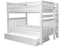Load image into Gallery viewer, Bunk Beds Full over Full End Ladder White + Trundle
