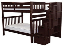 Load image into Gallery viewer, Bunk Beds Full over Full Stairway Cappuccino
