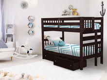 Load image into Gallery viewer, Bunk Bed Twin over Twin End Ladder Cappuccino + Drawers
