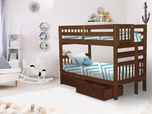 Load image into Gallery viewer, Bunk Bed Twin over Twin End Ladder Expresso + Drawers

