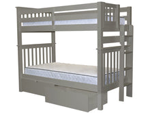 Load image into Gallery viewer, Bunk Beds Tall Twin over Twin End Ladder Gray + 2 Drawers
