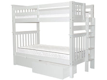 Load image into Gallery viewer, Bunk Beds Tall Twin over Twin End Ladder White + 2 Drawers
