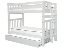 Load image into Gallery viewer, Bunk Beds Tall Twin over Twin End Ladder White + Trundle
