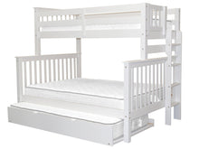Load image into Gallery viewer, Bunk Beds Twin over Full End Ladder White + Trundle
