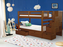 Load image into Gallery viewer, Bunk Beds Twin over Twin Stairway Expresso + 2 Extra Drawers
