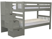 Load image into Gallery viewer, Bunk Beds Twin over Twin Stairway Gray
