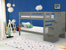 Load image into Gallery viewer, Bunk Beds Twin over Twin Stairway Gray
