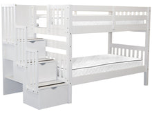Load image into Gallery viewer, Bunk Beds Twin over Twin Stairway White

