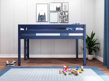 Load image into Gallery viewer, JACKPOT! Contemporary Twin Low Loft Bed with Ladder, Blue
