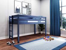 Load image into Gallery viewer, JACKPOT! Contemporary Twin Low Loft Bed with Ladder, Blue
