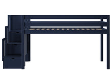 Load image into Gallery viewer, JACKPOT! Contemporary Twin Low Loft Bed with Stairway, Blue
