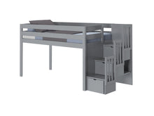 Load image into Gallery viewer, JACKPOT! Contemporary Twin Low Loft Bed with Stairway, Gray
