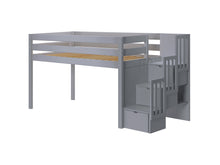 Load image into Gallery viewer, JACKPOT! Contemporary Twin Low Loft Bed with Stairway, Gray
